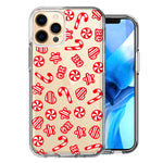 Apple iPhone 12 Pro Max Christmas Winter Red White Peppermint Candies Swirls Candycanes Design Double Layer Phone Case Cover