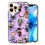 Apple iPhone 12 Pro Classic Haunted Horror Halloween Nightmare Characters Spider Webs Design Double Layer Phone Case Cover