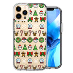 Apple iPhone 12 Pro Max Classic Christmas Polka Dots Santa Snowman Reindeer Candy Cane Design Double Layer Phone Case Cover