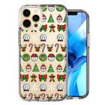 Apple iPhone 12 Pro Classic Christmas Polka Dots Santa Snowman Reindeer Candy Cane Design Double Layer Phone Case Cover