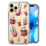 Apple iPhone 12 Pro Max Coffee Lover Valentine's Hearts Pink Drink Latte Double Layer Phone Case Cover