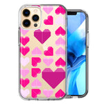 Apple iPhone 12 Pro Max Pink Purple Origami Valentine's Day Polkadot Hearts Design Double Layer Phone Case Cover
