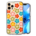 Apple iPhone 12 Pro Groovy Gradient Retro Color Flowers Double Layer Phone Case Cover