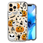 Apple iPhone 12 Pro Max Halloween Jack-O-Lantern Pumpkin Skull Spooky Design Double Layer Phone Case Cover