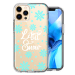 Apple iPhone 12 Pro Christmas Holiday Let It Snow Winter Blue Snowflakes Design Double Layer Phone Case Cover