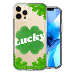 Apple iPhone 12 Pro Lucky St Patrick's Day Shamrock Green Clovers Double Layer Phone Case Cover