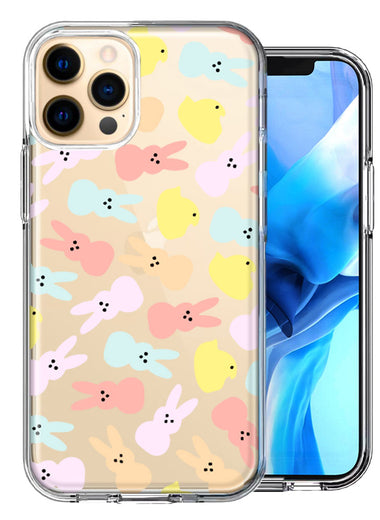 Apple iPhone 12 Pro Pastel Easter Polkadots Bunny Chick Candies Double Layer Phone Case Cover