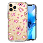Apple iPhone 12 Pro Max Pink Evil Eye Lucky Love Law Of Attraction Design Double Layer Phone Case Cover