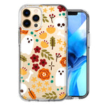 Apple iPhone 12 Pro Max Spooky Season Fall Autumn Flowers Ghosts Skulls Halloween Double Layer Phone Case Cover