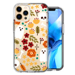 Apple iPhone 12 Pro Spooky Season Fall Autumn Flowers Ghosts Skulls Halloween Double Layer Phone Case Cover