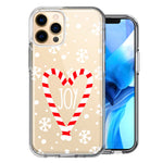 Apple iPhone 12 Pro Winter Joy Snow Peppermint Candy Cane Heart Festive Christmas Double Layer Phone Case Cover