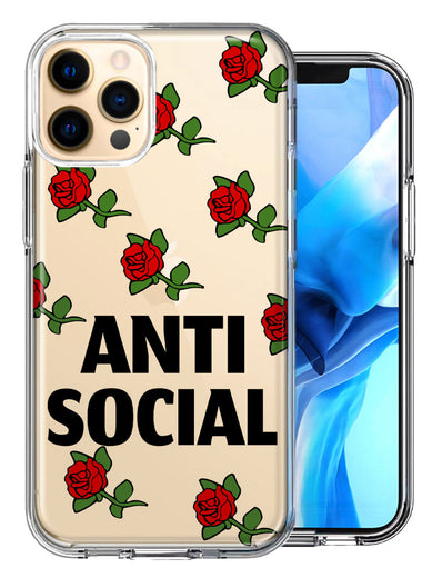 Apple iPhone 12 Pro Max Anti Social Roses Design Double Layer Phone Case Cover
