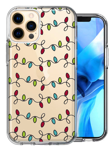 Apple iPhone 12 Pro Vintage Christmas Lights Design Double Layer Phone Case Cover