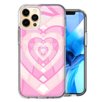 Apple iPhone 12 Pro Max Pink Gem Hearts Design Double Layer Phone Case Cover