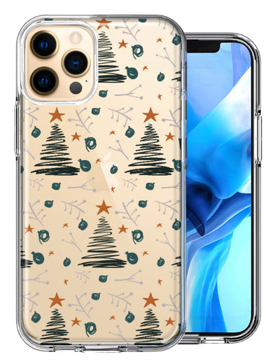 Apple iPhone 12 Pro Holiday Christmas Trees Design Double Layer Phone Case Cover