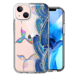 Apple iPhone 14 Rainbow Mermaid Tails Scales Ocean Waves Beach Girls Summer Double Layer Phone Case Cover