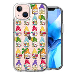 Apple iPhone 13 Mini Summer Beach Cute Gnomes Sand Castle Shells Palm Trees Double Layer Phone Case Cover