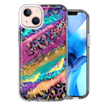 Apple iPhone 15 Plus Leopard Paint Colorful Beautiful Abstract Milkyway Design Double Layer Phone Case Cover