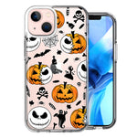Apple iPhone 13 Halloween Jack-O-Lantern Pumpkin Skull Spooky Design Double Layer Phone Case Cover