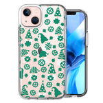 Apple iPhone 13 Lucky Green St Patricks Day Cute Gnomes Shamrock Polkadots Double Layer Phone Case Cover
