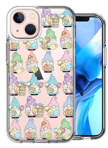 Apple iPhone 15 Plus Pastel Easter Cute Gnomes Spring Flowers Eggs Holiday Seasonal Double Layer Phone Case Cover