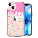 Apple iPhone 14 Plus Pink Drip Frosting Cute Heart Sprinkles Kawaii Cake Design Double Layer Phone Case Cover