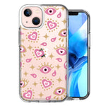 Apple iPhone 14 Pink Evil Eye Lucky Love Law of Attraction Design Double Layer Phone Case Cover