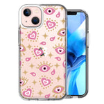 Apple iPhone 15 Pink Evil Eye Lucky Love Law of Attraction Design Double Layer Phone Case Cover