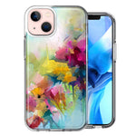 Apple iPhone 15 Plus Watercolor Flowers Abstract Spring Colorful Floral Painting Design Double Layer Phone Case Cover