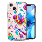 Apple iPhone 15 Plus Bright Colors Rainbow Water Lilly Floral Design Double Layer Phone Case Cover
