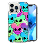 Apple iPhone 13 Pro Bright Rainbow Nightmare Skulls Spooky Season Halloween Design Double Layer Phone Case Cover
