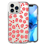 Apple iPhone 13 Pro Christmas Winter Red White Peppermint Candies Swirls Candycanes Design Double Layer Phone Case Cover