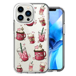 Apple iPhone 13 Pro Coffee Lover Valentine's Hearts Pink Drink Latte Double Layer Phone Case Cover