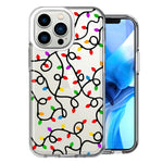 Apple iPhone 14 Pro Colorful Nostalgic Vintage Christmas Holiday Winter String Lights Design Double Layer Phone Case Cover