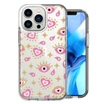 Apple iPhone 13 Pro Pink Evil Eye Lucky Love Law Of Attraction Design Double Layer Phone Case Cover