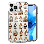 Apple iPhone 13 Pro Max Cute Morning Coffee Lovers Gnomes Characters Drip Iced Latte Americano Espresso Brown Double Layer Phone Case Cover
