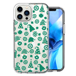Apple iPhone 14 Pro Max Lucky Green St Patricks Day Cute Gnomes Shamrock Polkadots Double Layer Phone Case Cover