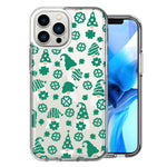 Apple iPhone 14 Pro Lucky Green St Patricks Day Cute Gnomes Shamrock Polkadots Double Layer Phone Case Cover