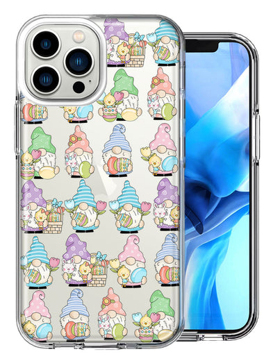 Apple iPhone 13 Pro Max Pastel Easter Cute Gnomes Spring Flowers Eggs Holiday Seasonal Double Layer Phone Case Cover