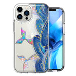 Apple iPhone 11 Pro Max Rainbow Mermaid Tails Scales Ocean Waves Beach Girls Summer Double Layer Phone Case Cover
