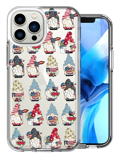 Apple iPhone 13 Pro Max USA Fourth Of July American Summer Cute Gnomes Patriotic Parade Double Layer Phone Case Cover