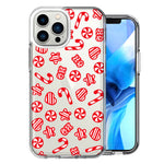 Apple iPhone 13 Pro Max Christmas Winter Red White Peppermint Candies Swirls Candycanes Design Double Layer Phone Case Cover