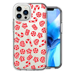 Apple iPhone 14 Pro Christmas Winter Red White Peppermint Candies Swirls Candycanes Design Double Layer Phone Case Cover