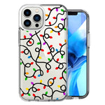 Apple iPhone 14 Pro Max Colorful Nostalgic Vintage Christmas Holiday Winter String Lights Design Double Layer Phone Case Cover