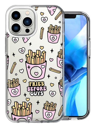 Apple iPhone 13 Pro Max Cute Valentine Pink Love Hearts Fries Before Guys Double Layer Phone Case Cover