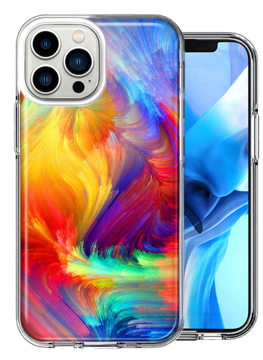 Apple iPhone 13 Pro Max Colorful Feather Paint Double Layer Phone Case Cover