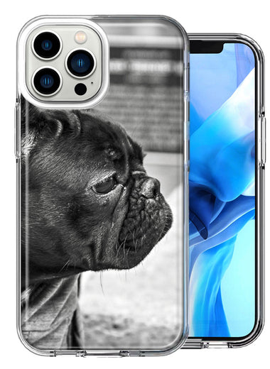 Apple iPhone 13 Pro Max Black French Bulldog Double Layer Phone Case Cover