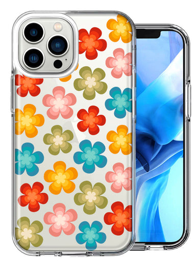 Apple iPhone 13 Pro Max Groovy Gradient Retro Color Flowers Double Layer Phone Case Cover