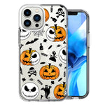 Apple iPhone 14 Pro Max Halloween Jack-O-Lantern Pumpkin Skull Spooky Design Double Layer Phone Case Cover