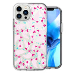 Apple iPhone 14 Pro Pink Happy Swimming Axolotls Polka Dots Double Layer Phone Case Cover